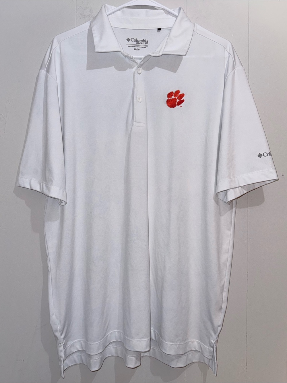 Columbia Golf Clemson Tigers White Omni-Wick Drive Polo Shirt XL EUC
